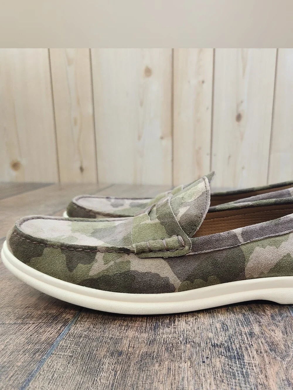 Johnston & Murphy Camo Suede Slip-On Loafer Brown Green Men's Size 10M 24-5738
